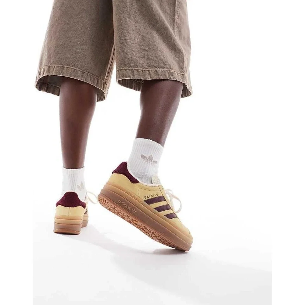 adidas Gazelle Bold Women's Size 5.5 Almost Yellow Maroon Sneakers Shoes IF5937 - Picture 5 of 8